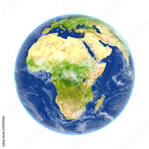 Fototapeta Naklejka Na Ścianę i Meble -  Africa on Earth isolated on white