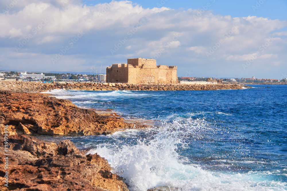 Pafos Harbour Castle in Pathos, Cyprus, Greece