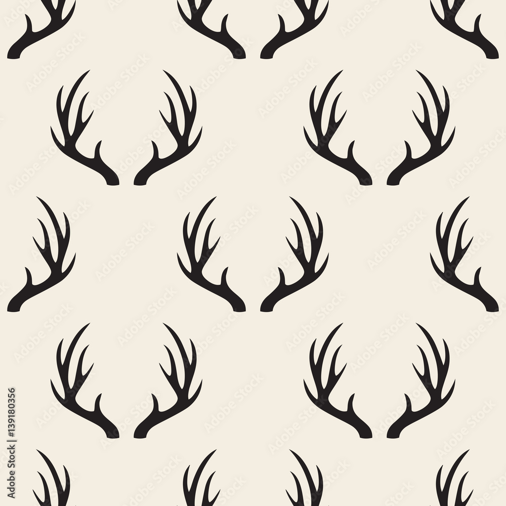 seamless monochrome antler pattern background