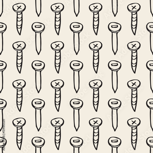 Seamless monochrome hand drawn craftsman tools pattern background