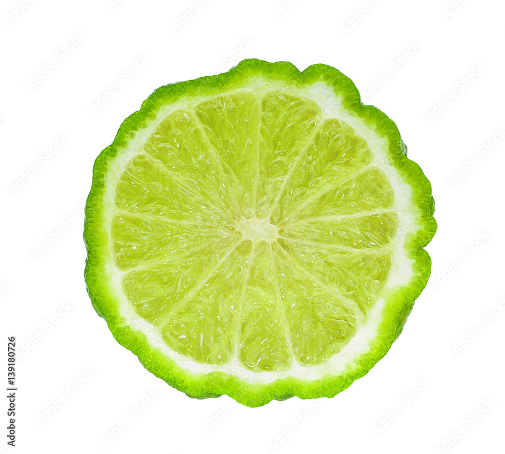 half of fresh bergamot isolated on white background half of fresh bergamot isolated on white background