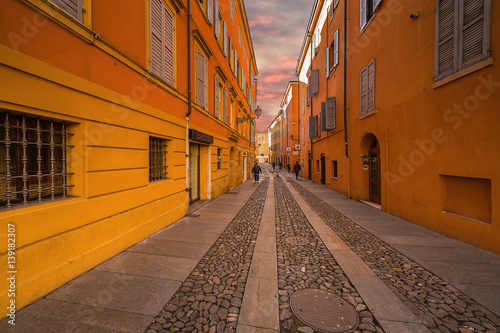 The colorful buildings of Modena