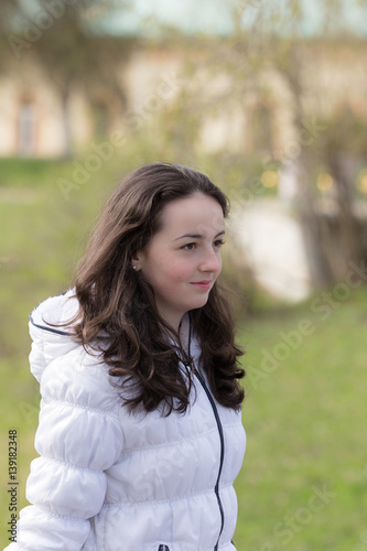 girl in a white jacket