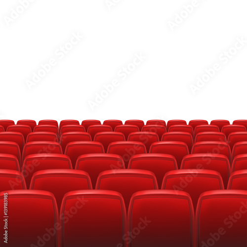 Red seats with white blank screen and space for your text