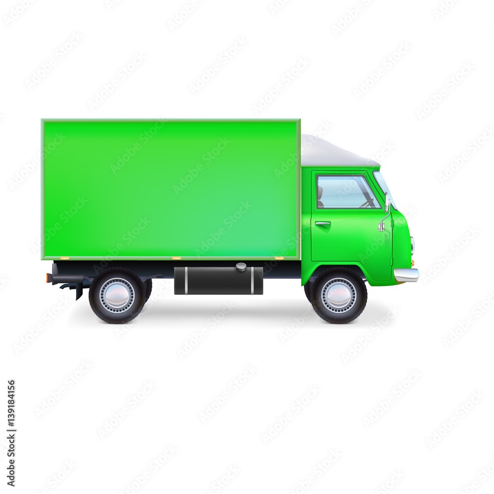 Commercial delivery, cargo truck 3D illustration on white background