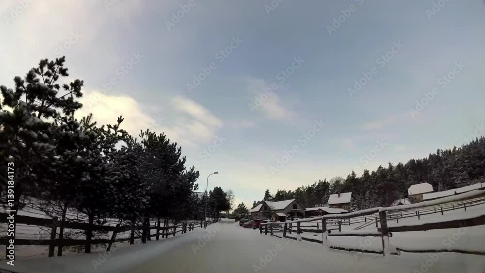 Dash Cam Snowy Winter Rural Area Driving POV, Poland Gdansk Europe Dash Cam Snowy Winter Rural Area Driving POV, Poland Gdansk Europe