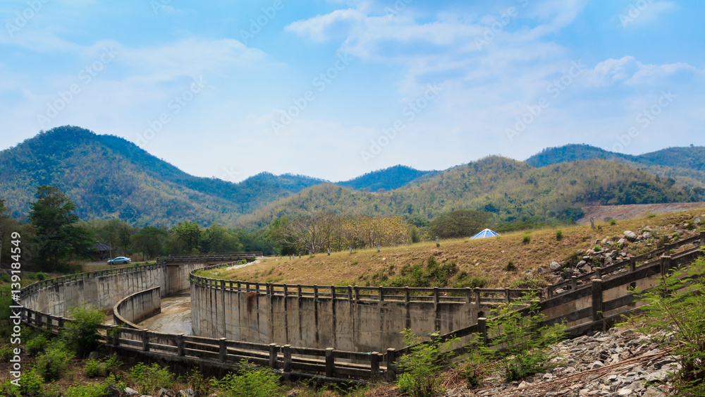 spillway and the reservoir in Thailand. spillway and the reservoir in Thailand.