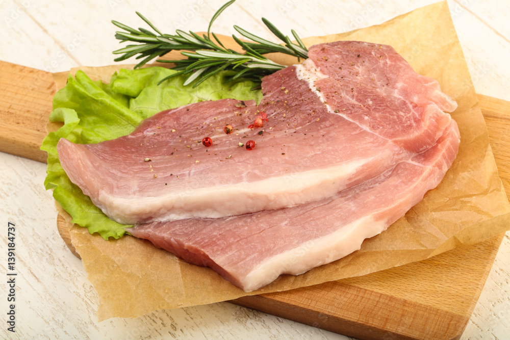 Raw pork steak