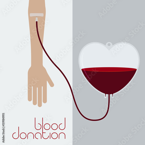 Blood donation concept. Blood bag with red fluid.