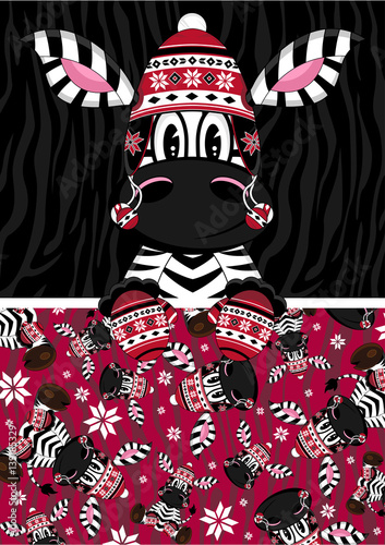 Cute Cartoon Wooly Hat Zebra