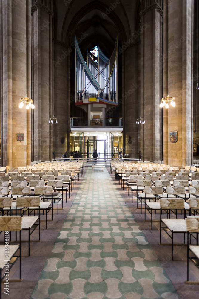 Fototapeta premium Elizabeth's Church interior with organ in Marburg, Germany