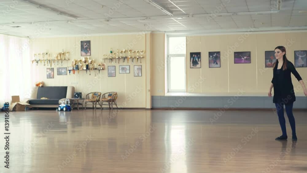 Graceful girl practicing ballet in dance studio in 4K Graceful girl practicing ballet in dance studio in 4K