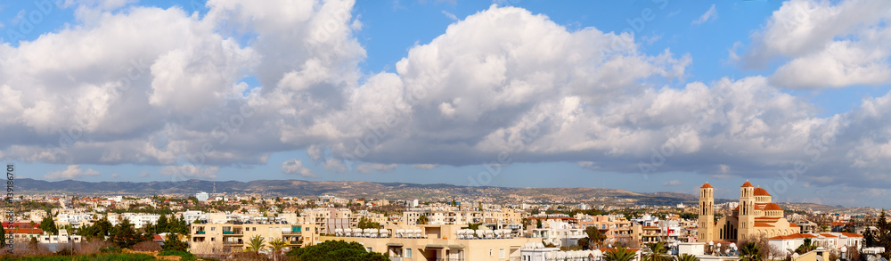 Panorama of Pafos, coastal city in Cyprus