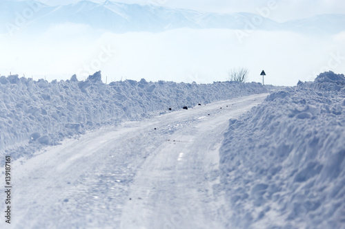 Road in the snow in the foothills © schankz