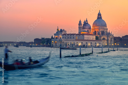 Santa Maria della Sallute in Venice, Italy, at sunset