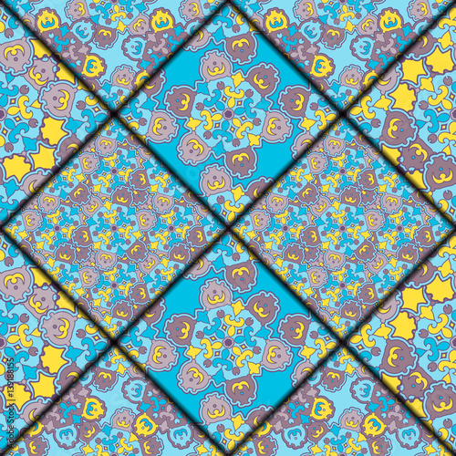 Seamless pattern texture. Indian, arabic, turkish style elements. Vintage vector card. Hand drawn doodle illustration. Floral pattern