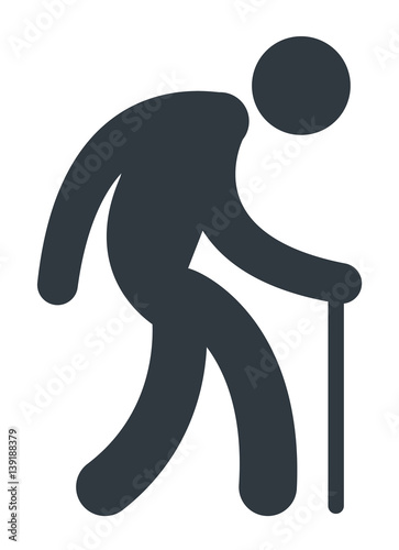 silhouette humain vieillard canne infographie 1