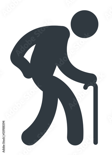 silhouette humain vieillard canne infographie 2