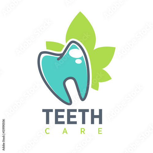 Tooth vector logo template for dentistry or dental clinic and health products. Vector icon of white shining teeth and healthy mouth