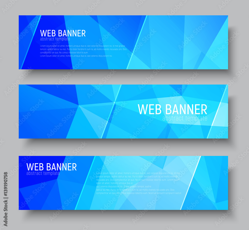 horizontal web banners with abstract polygonal background