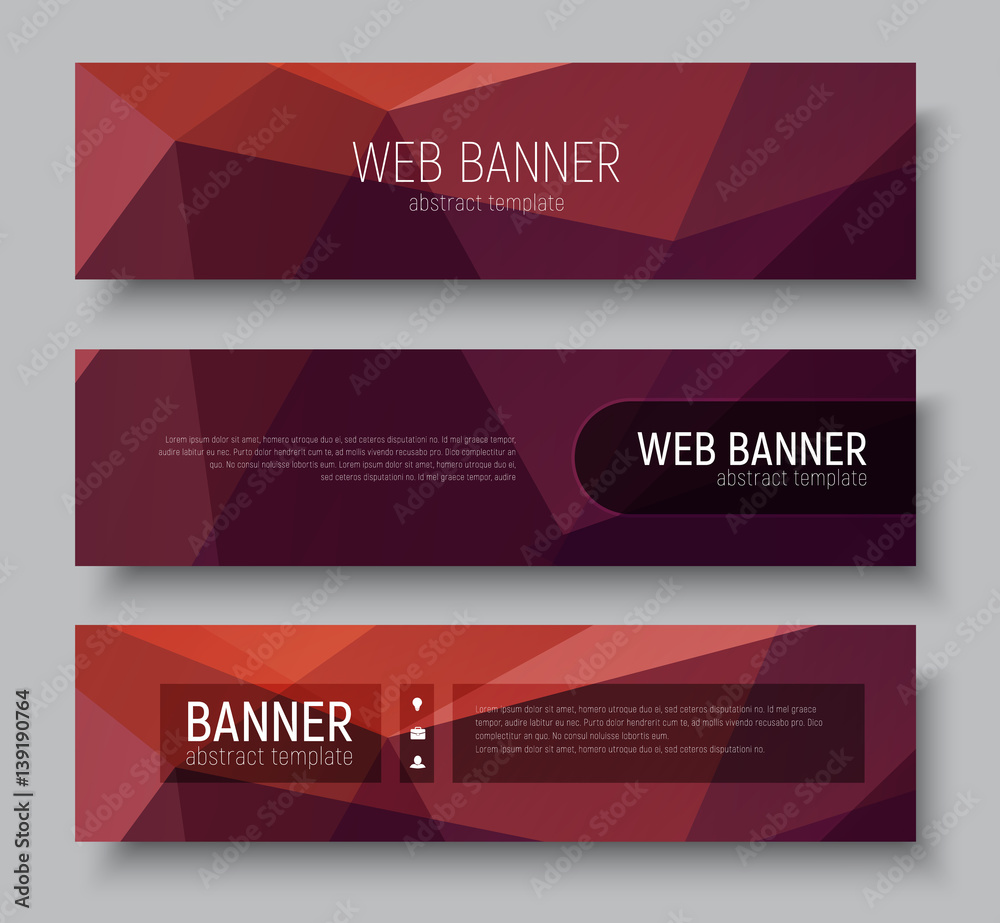 horizontal web banners, abstract polygonal brown background horizontal web banners, abstract polygonal brown background