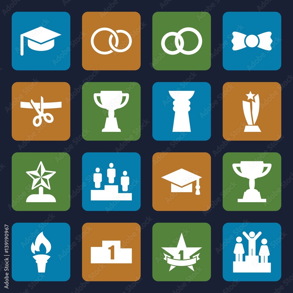 Set of 16 ceremony filled icons Set of 16 ceremony filled icons