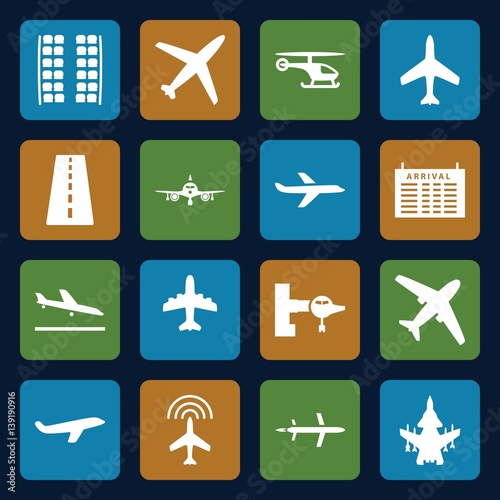 Set of 16 airline filled icons