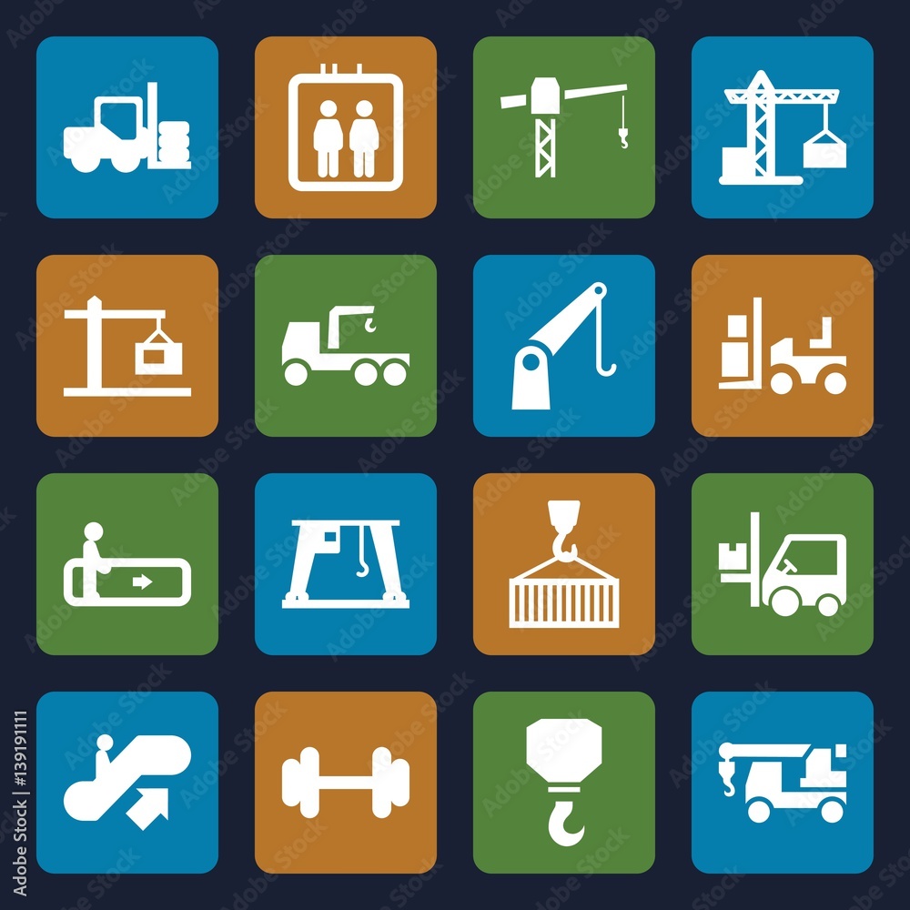 Set of 16 lift filled icons Set of 16 lift filled icons