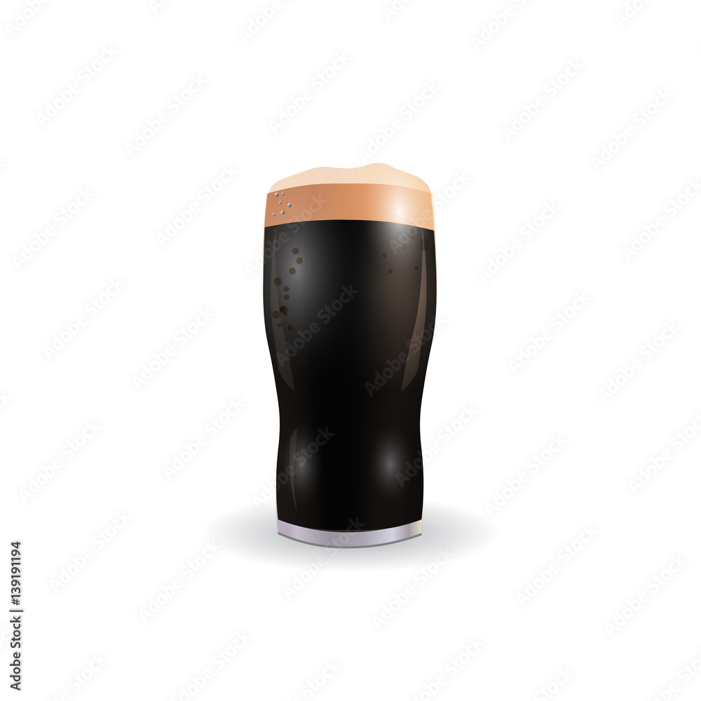 Image of a glass with dark beer. Patrick Day. Isolated on white background. illustration Image of a glass with dark beer. Patrick Day. Isolated on white background. illustration