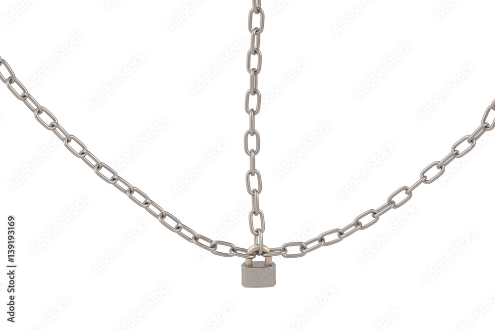 lock and chains on white background,3D illustration. lock and chains on white background,3D illustration.