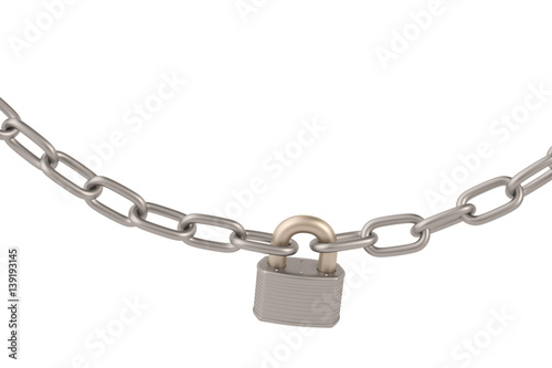 lock and chains on white background,3D illustration.