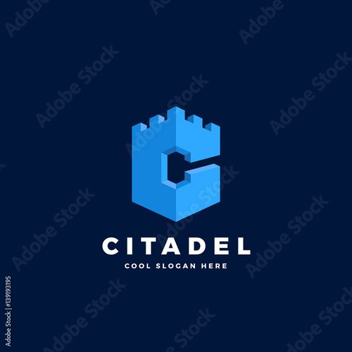 Print op canvas Citadel, Castle or Tower in the Form of Letter C