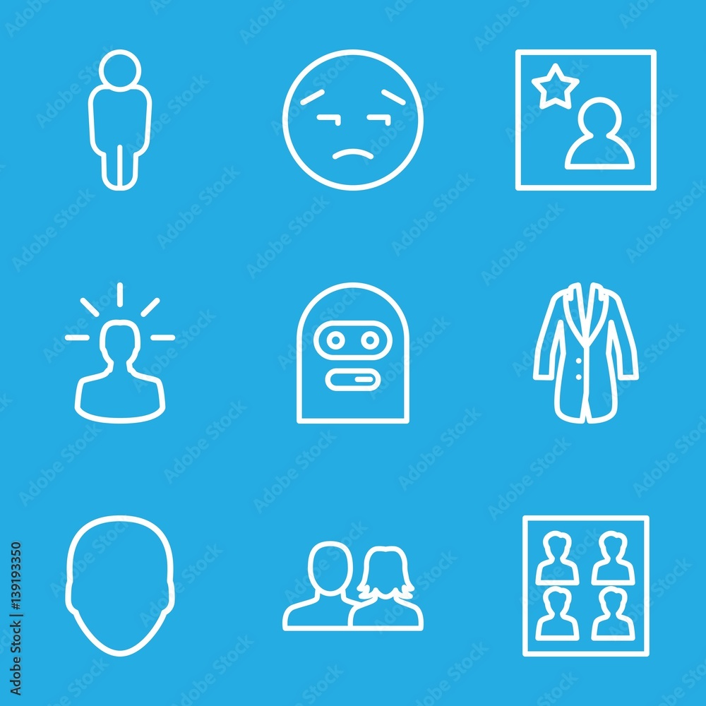 Set of 9 avatar outline icons Set of 9 avatar outline icons