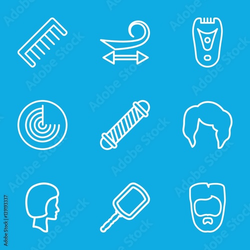 Set of 9 hair outline icons