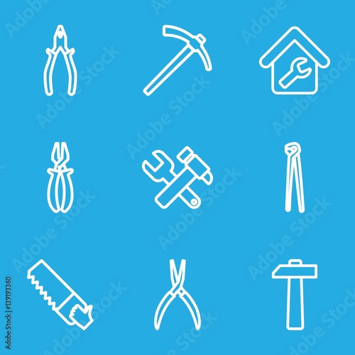 Set of 9 wrench outline icons
