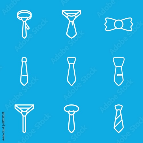 Set of 9 necktie outline icons