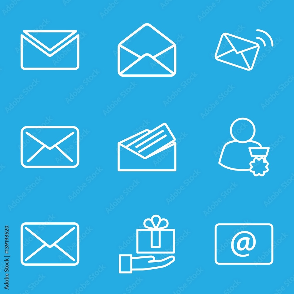 Set of 9 receive outline icons