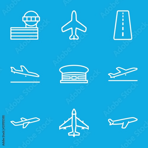 Set of 9 airplane outline icons