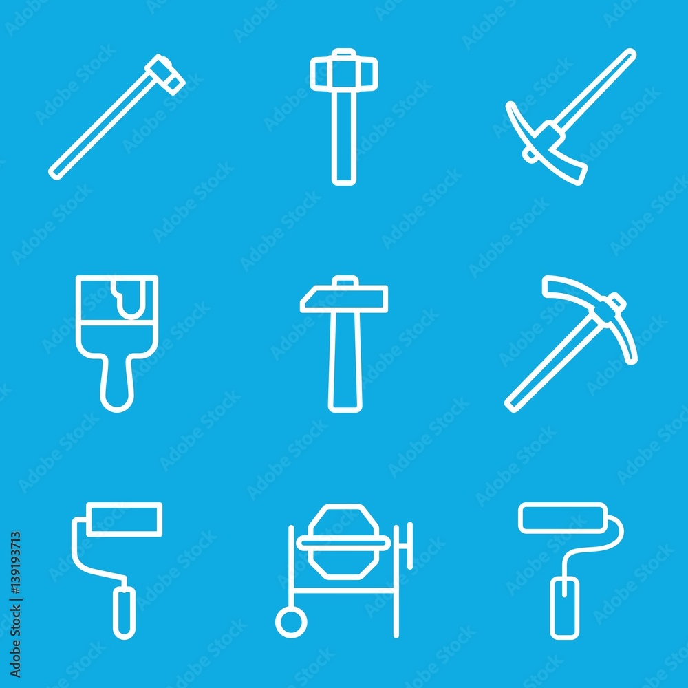 Set of 9 renovation outline icons Set of 9 renovation outline icons