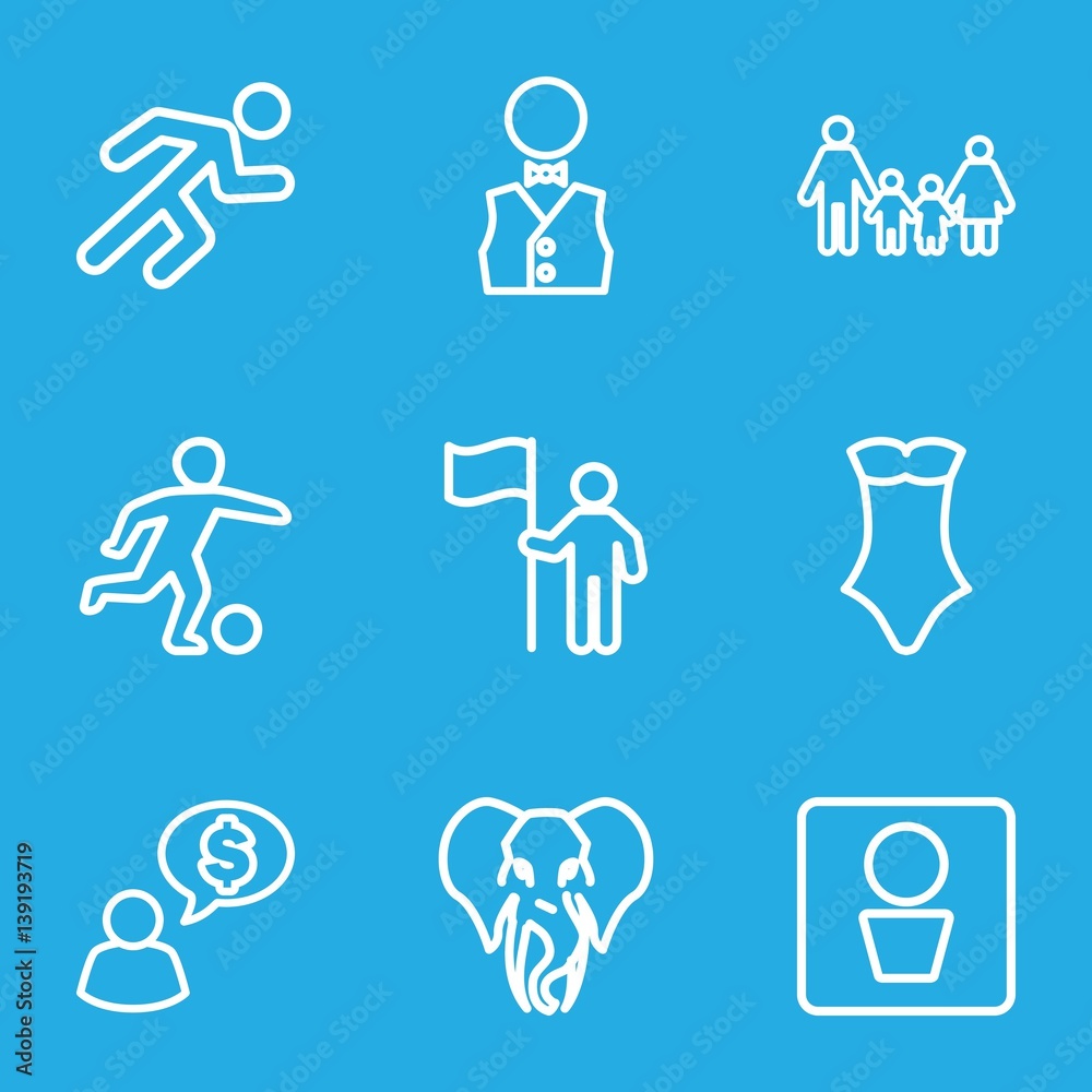 Set of 9 male outline icons Set of 9 male outline icons