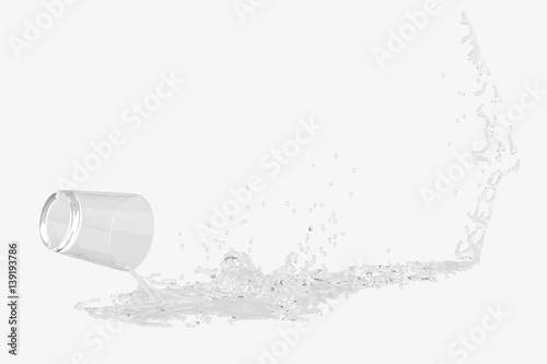 Water poured into the ground,3D illustration.