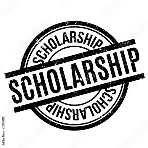 Scholarship rubber stamp. Grunge design with dust scratches. Effects can be easily removed for a clean, crisp look. Color is easily changed.