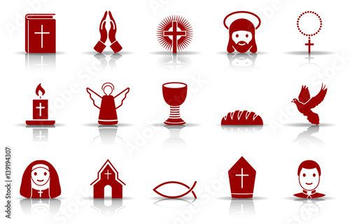 Christentum Iconset  - Rot (Schatten)