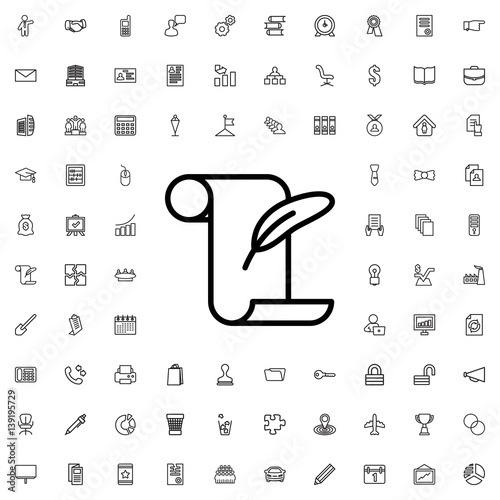 feather and paper icon illustration