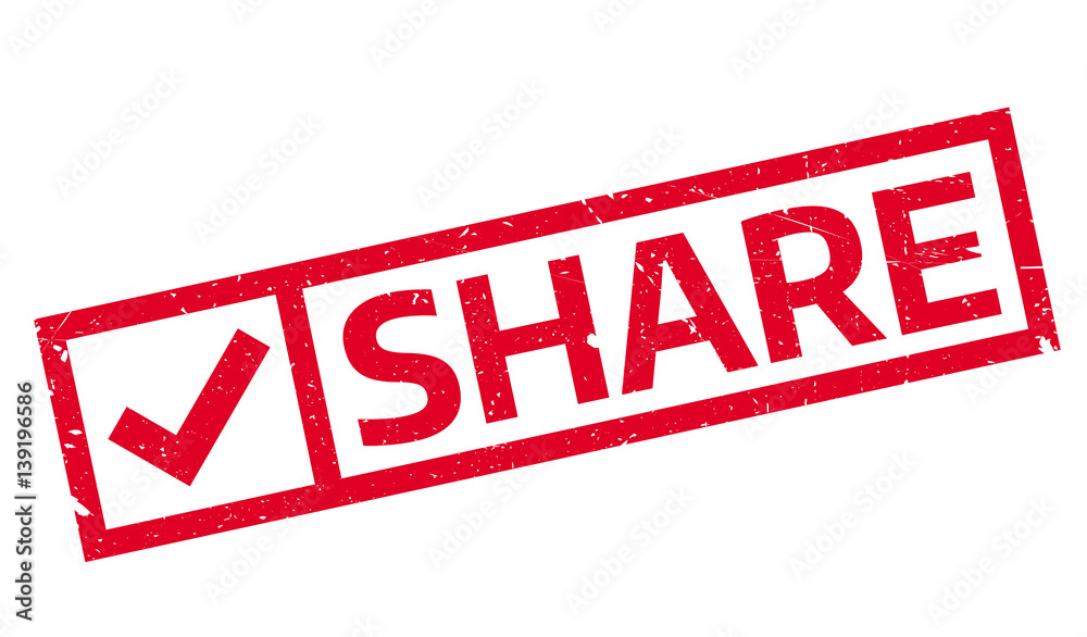 Share rubber stamp. Grunge design with dust scratches. Effects can be easily removed for a clean, crisp look. Color is easily changed.