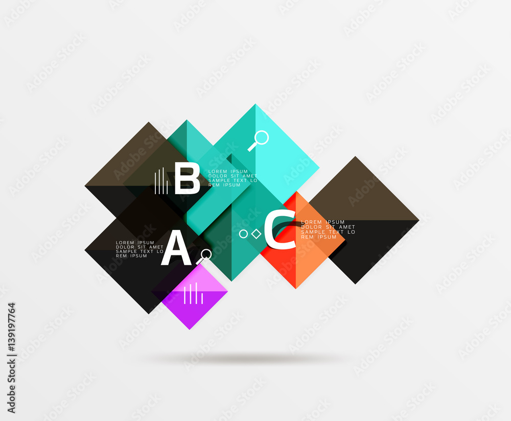 Modern flying square infographic Modern flying square infographic