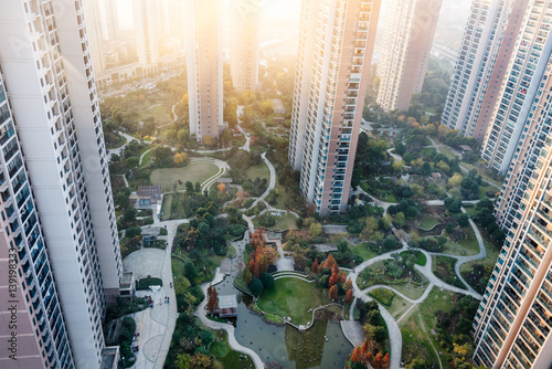 Bild auf Leinwand aerial view of residential district in modern city of China.