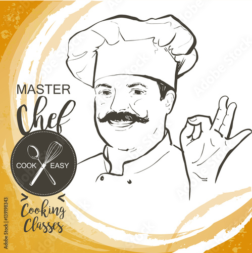 Chef cook vector line sketch hand-drawn illustration