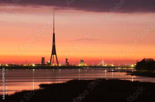 Riga TV tower behind the new bridge