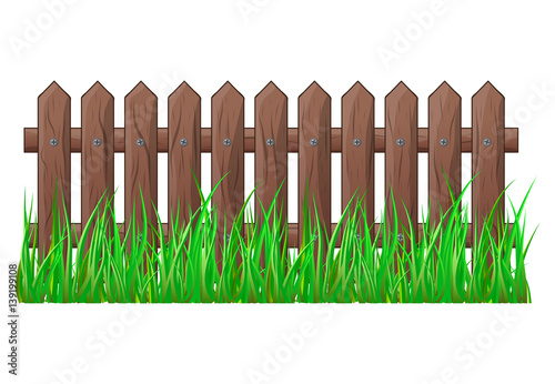 Wooden Fence with grass isolated vector symbol icon design.